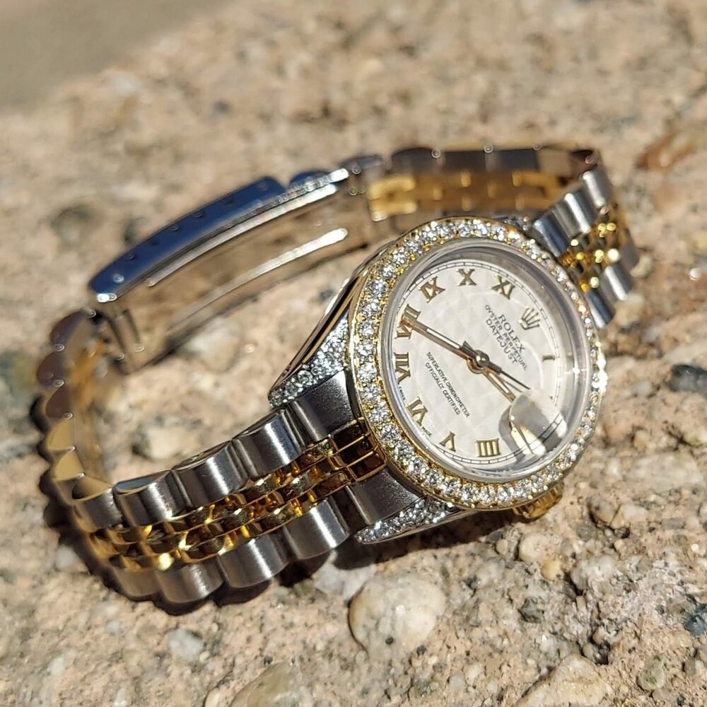 Rolex ladies 26mm Datejust 69173 pyramid roman Diamond two-tone - Picture 5 of 8